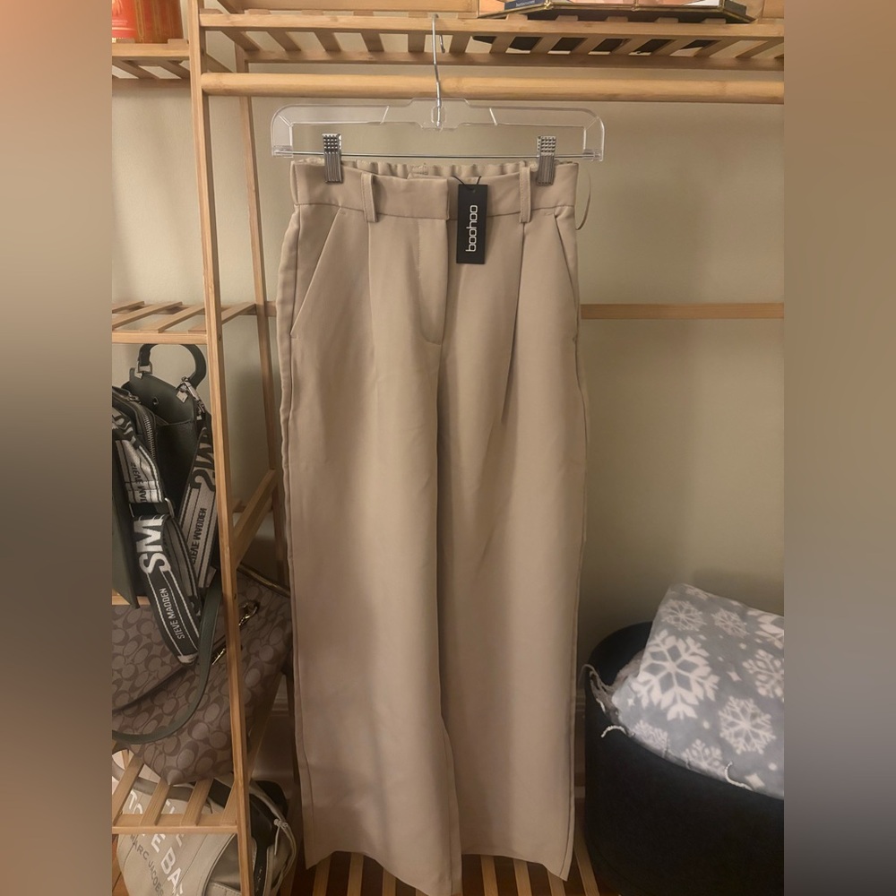 Petite Beige Pleated Trousers